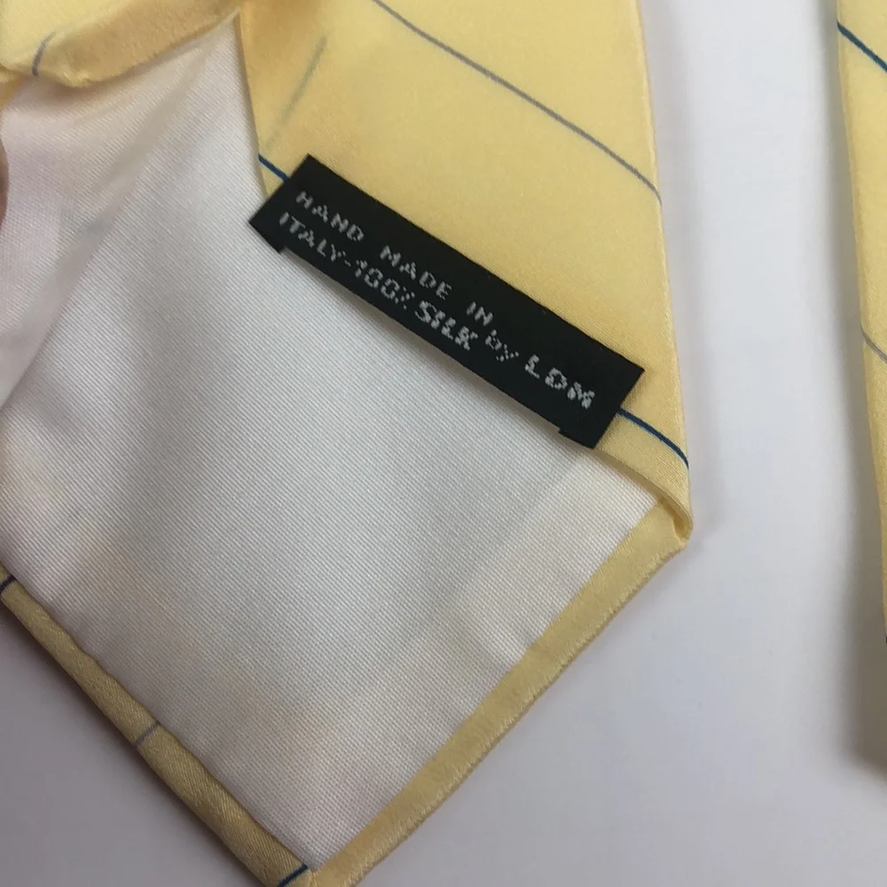 David Lawrence Silk Tie Pale Yellow Multicolored Stripe
